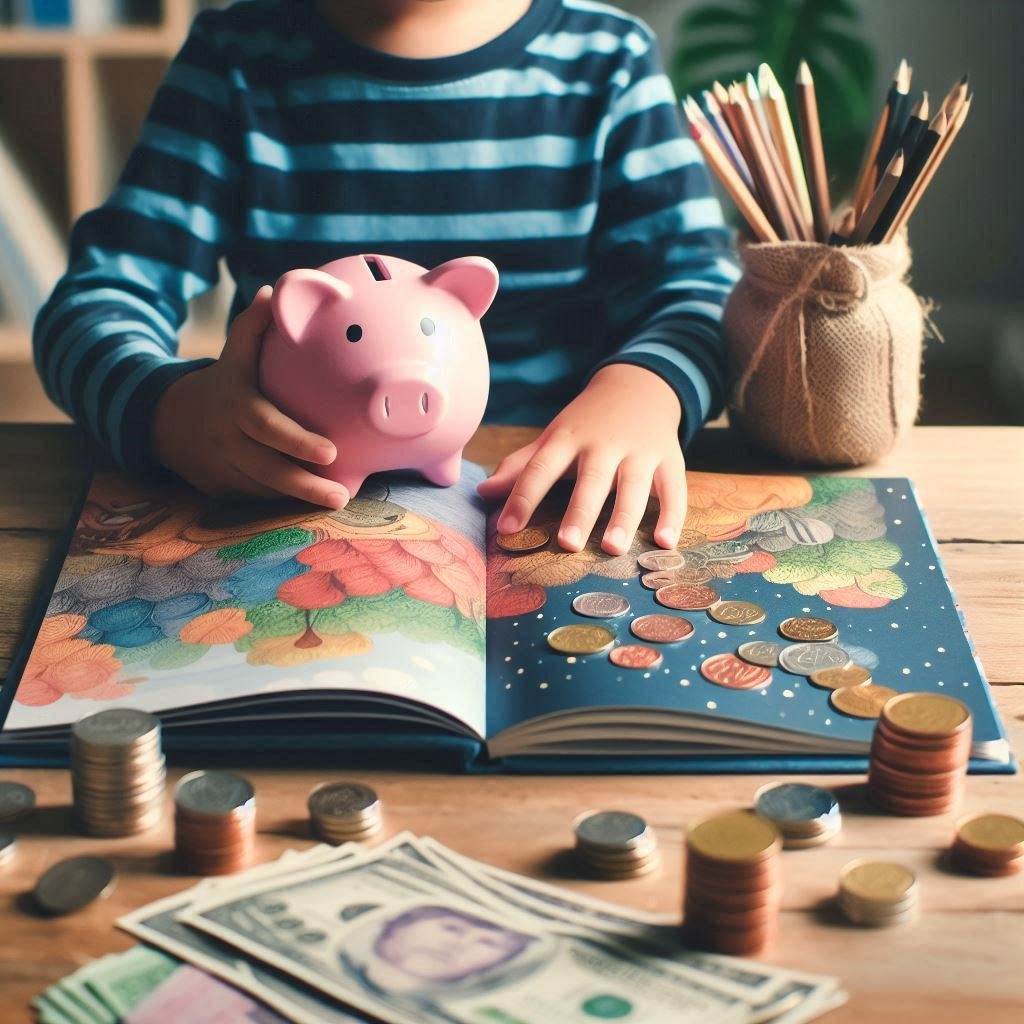 Alt text: Educational illustration showing diverse global currencies on a colorful world map